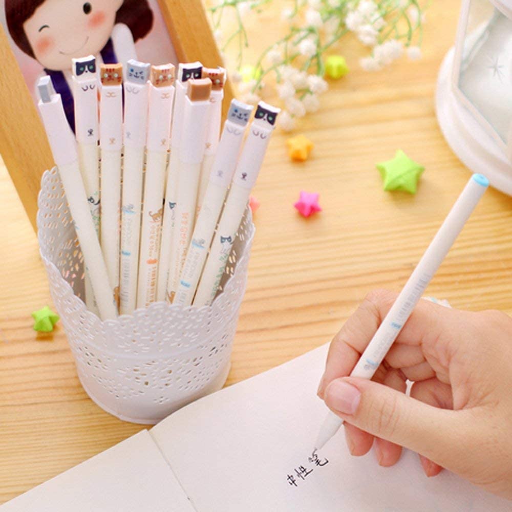 rayinblue Cute Cat 0.38 mm Gel Ink Rollerball Pens Novelty Pens for Birthday Gift School Office Stationery Back to School Gift Christmas Xmas Gift Set of 12 (Black) - Image 3