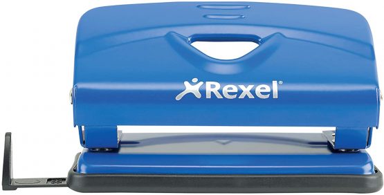 Rexel Value 210 2 Hole Punch, 10 Sheet Capacity, Adjustable Guide Bar, Metal, Blue, 2100758 - Image 2