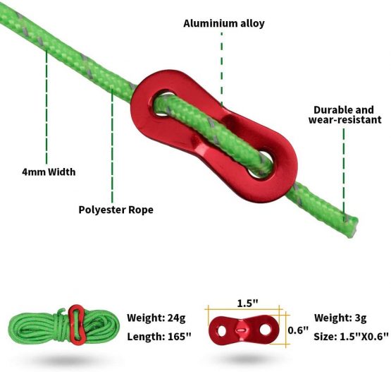 MAGARROW Guy Line Reflective Tent Rope Camping Cord 4mm with Guy Ropes Tensioners for Camping Hiking - Image 3