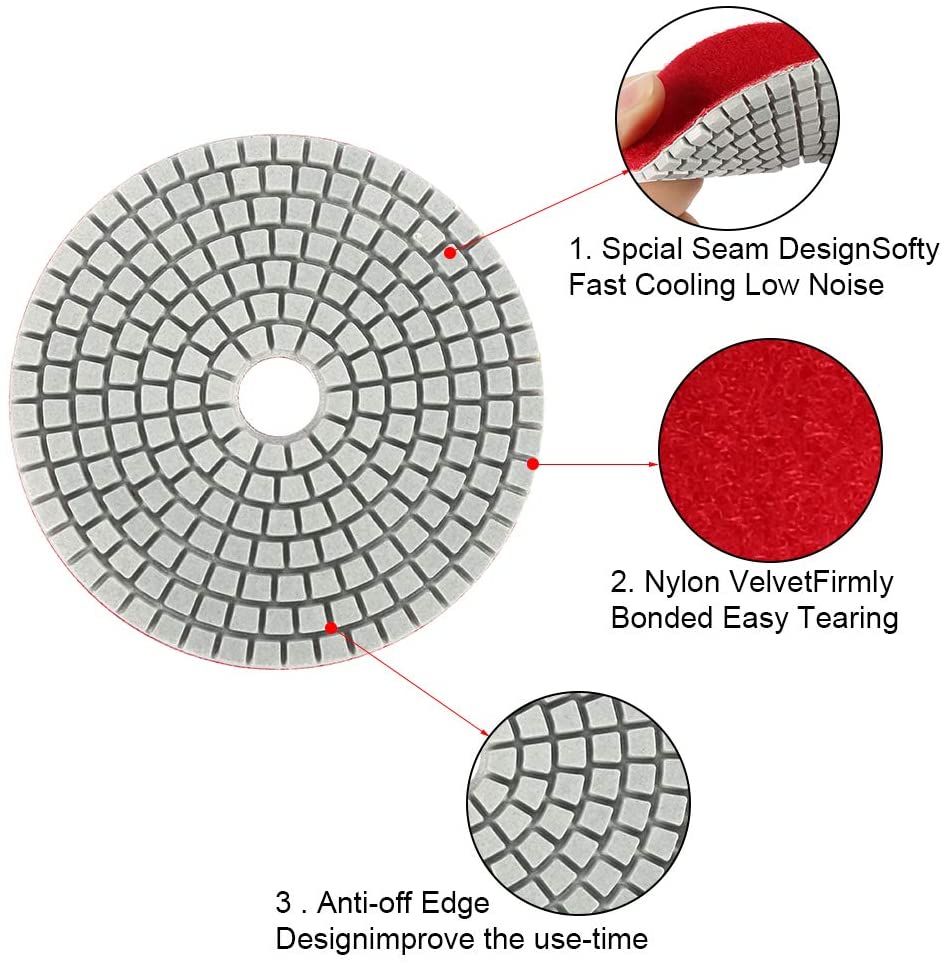 15pcs Diamond Polishing Pads Kit 4 inch 100mm Wet/Dry for Granite Stone Concrete Marble Polishing Use Grinding Discs Set for Granite Marble Concrete Stone Buffing Polishing - Image 2