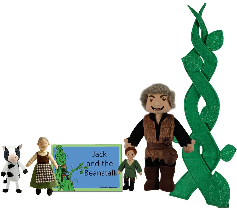 The Puppet Company - Traditional Story Sets - Jack & the Beanstalk Finger Puppet Set, Green, Yellow, 43cm