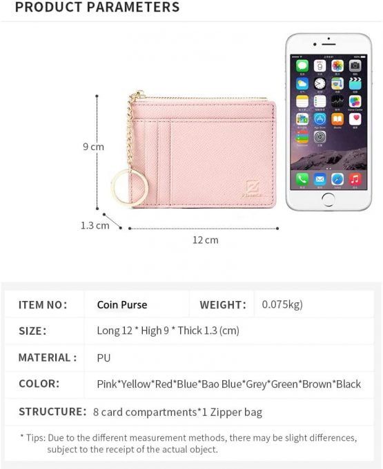 Coin Purse for Women, ZhaoCo PU Leather Zipper Womens Wallet Small Change Wallet Card Purse Cash Holder Organizer Coin Purse for Ladies Girls - Pink - Image 3