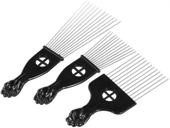3Pcs Afro Combs, Professional Metal African American Hair Comb for Hairdressing Styling Tool