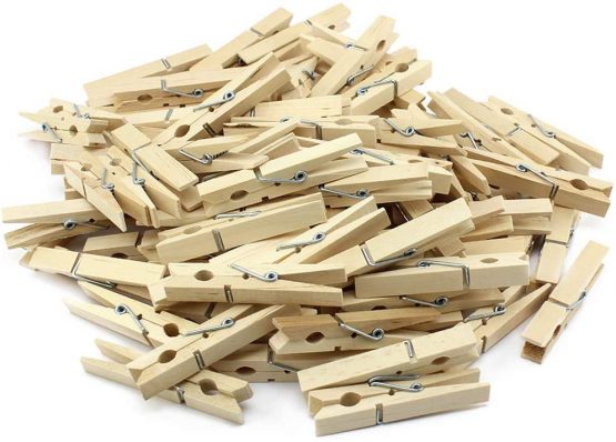 com-four® 120x wooden clothespins - sustainable wooden pegs made of birch wood - untreated wooden clothespins for hanging clothes and handicrafts (120 pieces - birch)