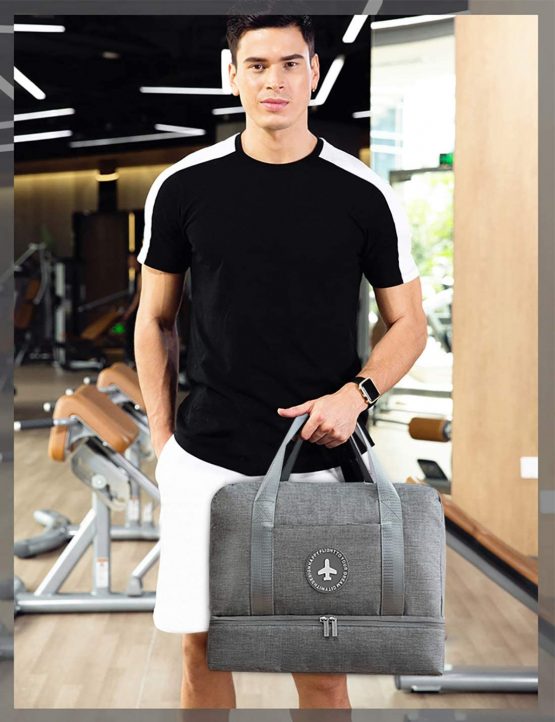 FANDARE Travel Duffel Bag for Women & Men Waterproof Overnight Weekend Bag Lightweight Travel Luggage Bag for Sports, Gym, Vacation Gray - Image 2