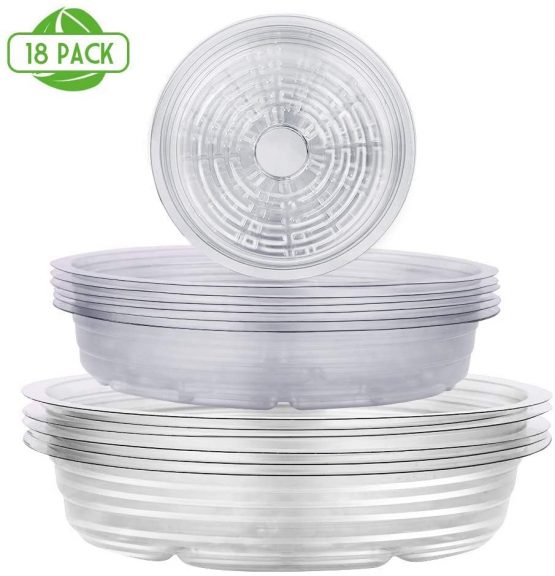 wavraging Clear Plant Saucers 18 Pack Plastic Flower Pot