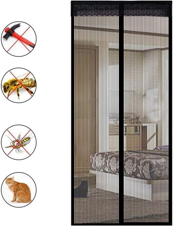EXTSUD Magnetic Screen Door Polyester Magnetic Curtain Magic Paste Curtains Super Quiet Stripes Encryption for Anti Mosquito or Anti Pest Magnetic Soft Door (80 x 200 cm) - Image 3
