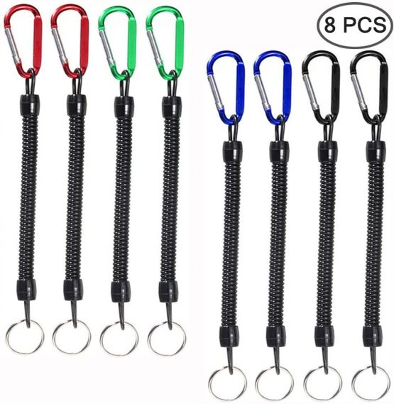 SourceTon Fishing Lanyards, 8 Packs Multicolor Fishing Ropes Boating Secure Retractable Coiled Tether with Carabiner, Fishing Tool - Image 2