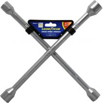 Goodyear Professional Fixed 4 Way Cross Wheel Wrench Nut 17/19/ 21 / 23mm Car Truck Van Tyre Heavy Duty