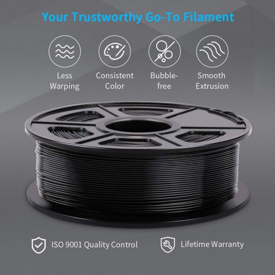 PETG 3D Printer Filament 1.75mm, SUNLU PETG Filament, Strong 3D Filament, Dimensional Accuracy +/- 0.02 mm, 1 kg Spool, Black - Image 2