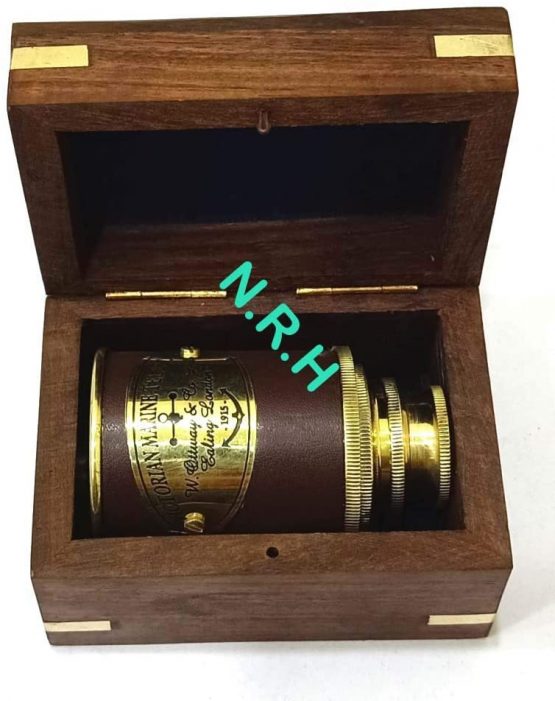 Nautical Marine Spyglass Pirate Brass Telescope with Wooden Box 8 inch - Image 4