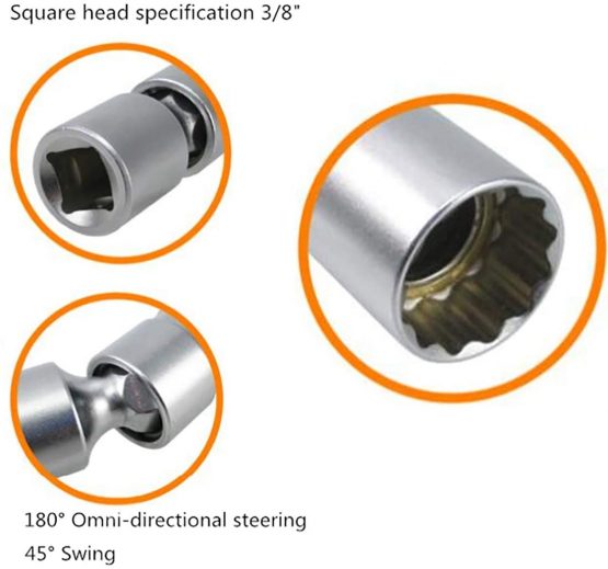 QISF 2Pcs Thin Wall Spark Plug Socket Universal Joint Magnetic Flexible Socket Wrench Removal Tool - 14mm & 16mm - Image 3