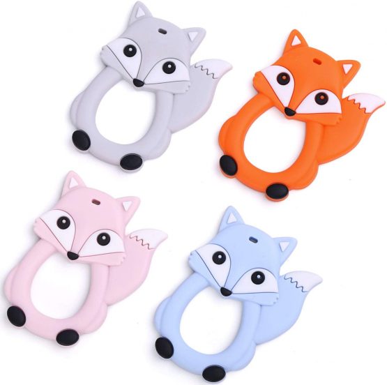 PREMYO Teething Toy for Baby Teether Silicone - Soothes Sore Gum Pain - Easy to Grab BPA Free Fox Blue - Image 4