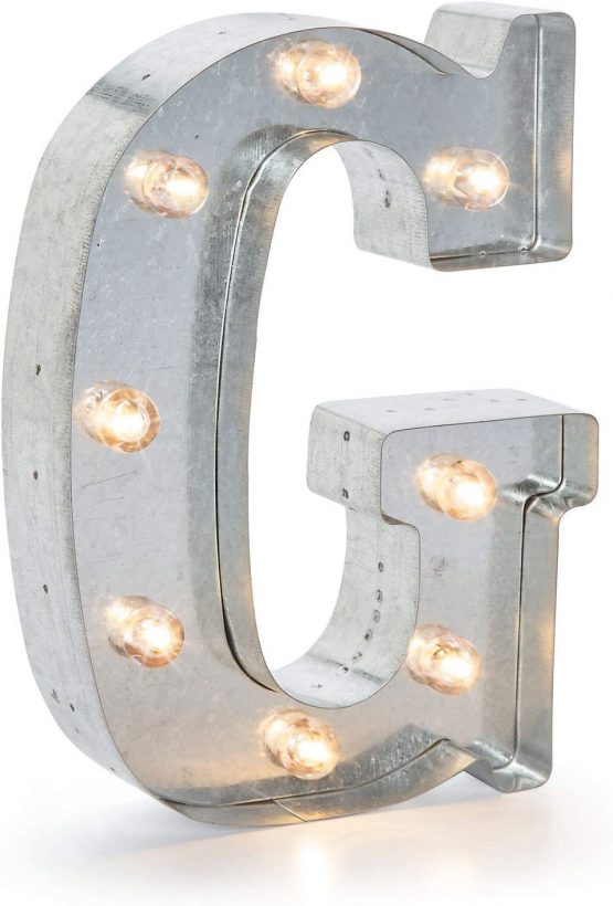 Darice Metal Marquee Letter 9.875-inch, G, Galvanized Silver, 9"