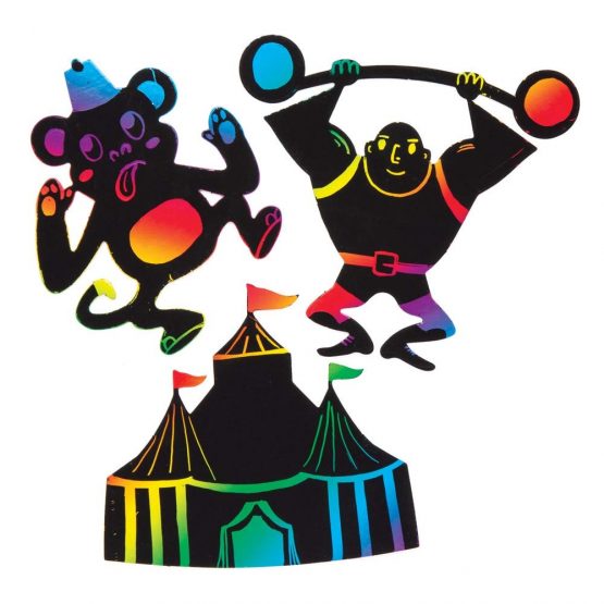 Baker Ross AW466 Circus Scratch Art Magnets (Pack of 10), Black - Image 2
