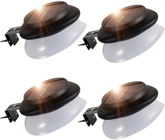 Solar Gutter Lights Outdoor,SMY Lighting Upgrade LED Solar Gutter Lights with Adjustable Bracket, IP55 Waterproof Solar Fence Lights for Patio Fence, Garden, Wall, Yard(4pcs, Pure White)