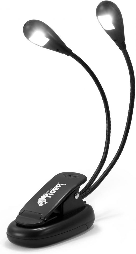 TIGER ‎MSL28-BK Music Stand Light with Dual Head with 2x LEDs Black