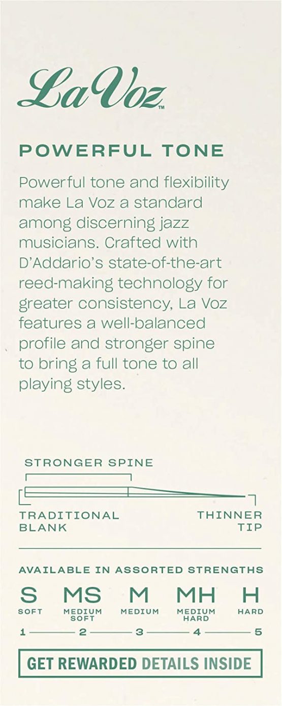 La Voz Bass Clarinet Reeds, Strength Medium, 5 Pack - Image 2