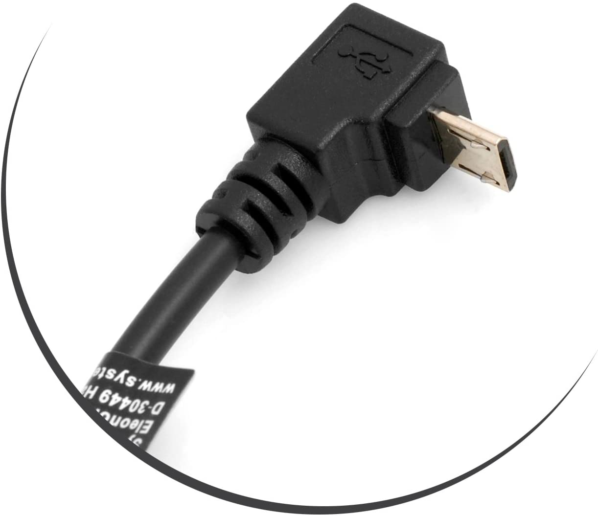 System-S Micro USB 90° Down Angle to Micro USB Adapter Cable Data Cable Charging Cable Extension 27 cm - Image 2