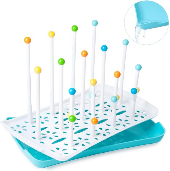 Baby Bottle Drying Rack with Removable Water Tray Termichy Countertop Bottle Holder for Baby and Toddler (Blue) - Image 3