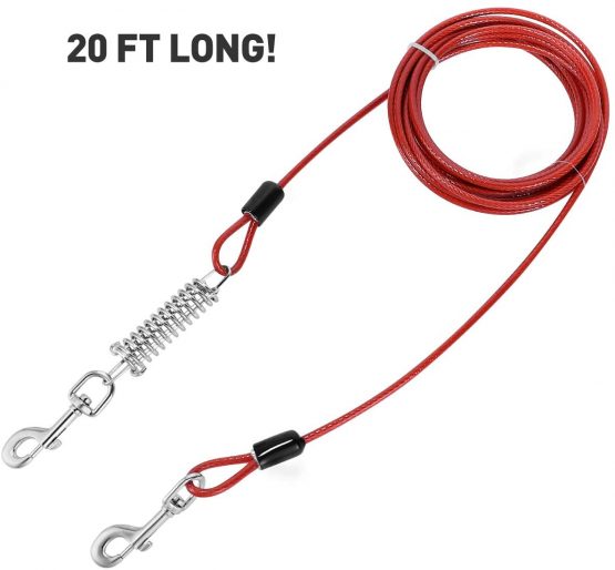 UEETEK Dog Tie Out Cable, 20ft Pet Heavy Cable with Swivel Clip Knot Free for Dogs Up to 110 Pound, Dog Leads for Yard Outdoor Camping - Image 2