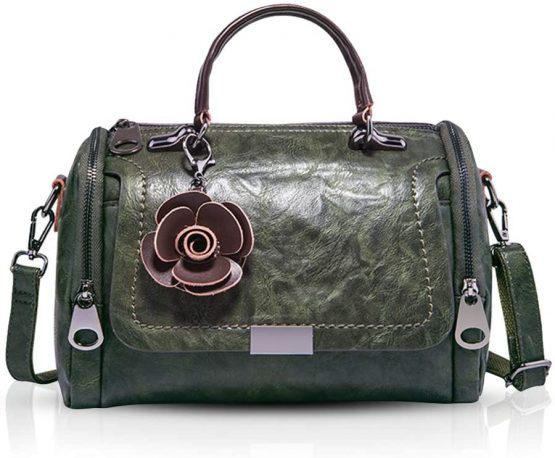 NICOLE&DORIS Fashion Handbags for Women Top-Handle Bag Retro Crossbody Bag Flower Handbags for Lady Messenger Bag Elegant Shoulder Bag Dark Green