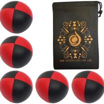 5 x Pro 115g Cascade Classic Black Theme Juggling Balls - Thud Juggling Balls & Bag - Set of 5 Juggling Balls (Red and Black)