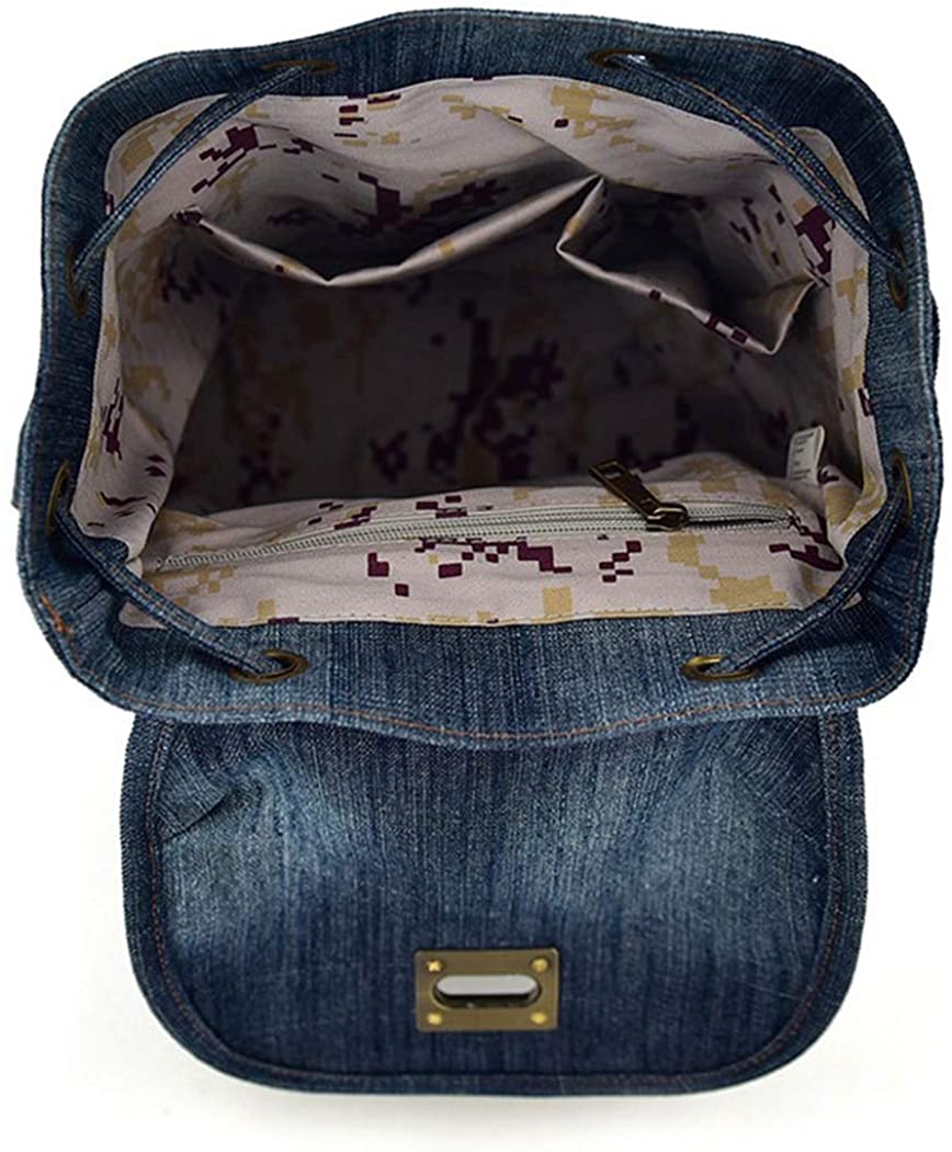 Fanspack Denim Backpack Canvas Vintage Washed Denim Backpack Rucksack
