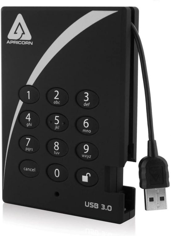 Apricorn Aegis Padlock 1TB USB 3.0 256-bit AES XTS Hardware Encrypted Portable External Hard Drive (A25-3PL256-500) - Image 2