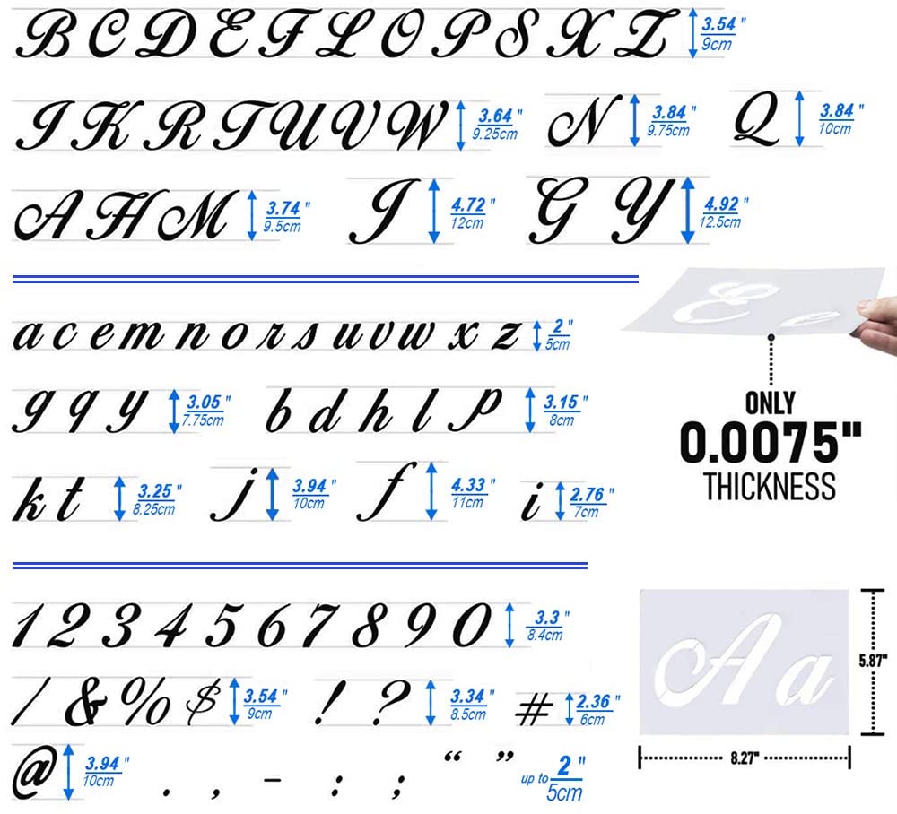 Aipaide 40 Pieces Letter Stencils for Painting on Wood Reusable Plastic Alphabet Stencils with Calligraphy Font Upper and Lowercase Letters - Image 2