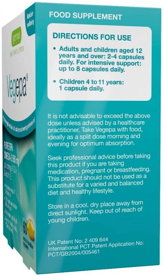 Vegepa Omega-3-6 Essential Fatty Acids, Wild Fish Oil & Evening Primrose Oil, 560mg EPA Omega-3 per Serving, 60 Capsules - Image 4