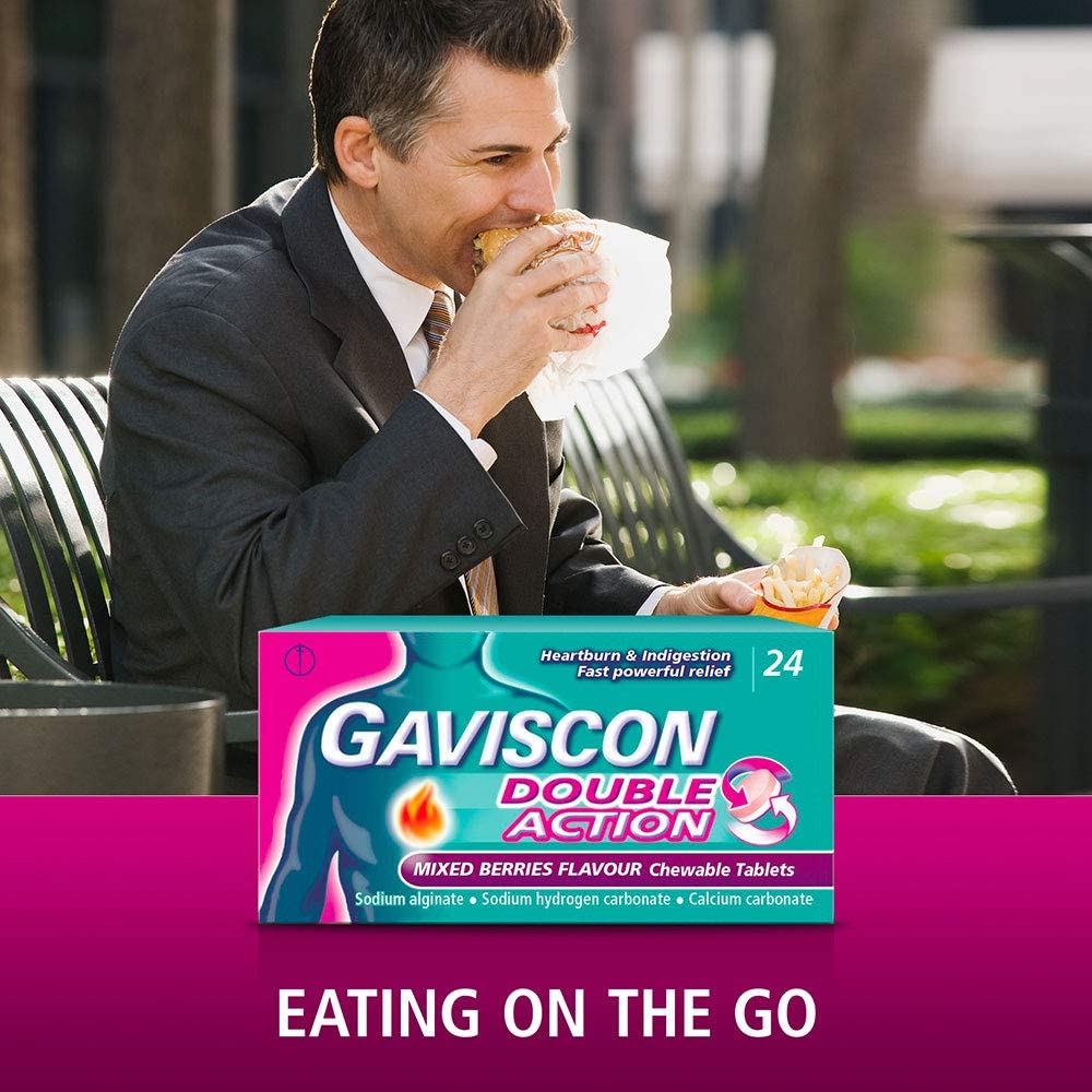 Gaviscon Double Action chewable tablets, Mixed Berries, 4-Pack, Fast Heartburn & Indigestion Relief, Convenient Sachets - Image 4