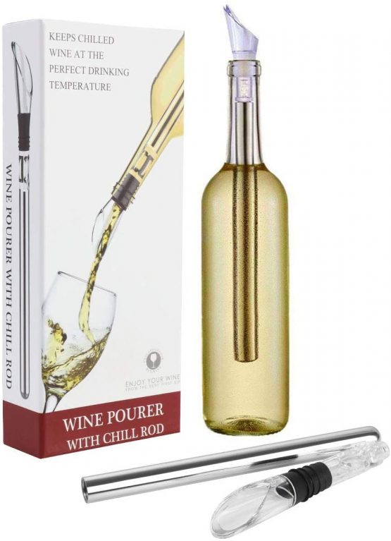 Vicloon Wine Cooler,Wine Chiller with Stainless Steel Wine Pouer and Chill Rod,Wine Bottle Cooler Stick with Aerator Pourer