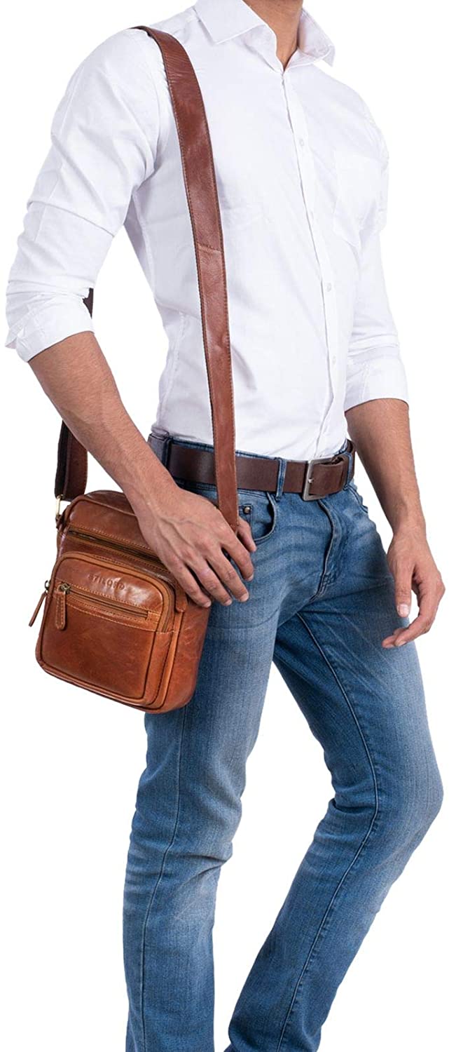 STILORD 'Fabian' Messenger Bag Leather Small 9,7' Tablet Case Cross-Body Shoulder Bag for Men and Women Vintage Everyday Spacious Genuine Leather - Image 2