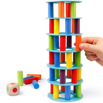 Coogam Wooden Leaning Tower Game - Tumbling Block Toppling Timber Stacking Tower Toy Games Montessori Gift for Kids