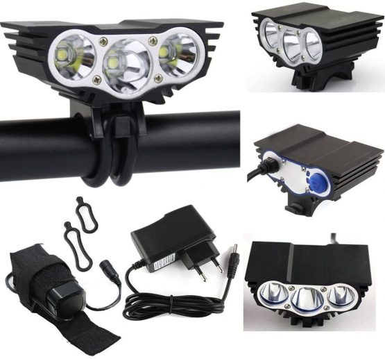 Tobole Flashlight LED Front Bicycle Light, 5 Lights CREE, 8000 Lumen XM-L T6 1300 mAh, with Charger, Negro3 (Black) - Image 2