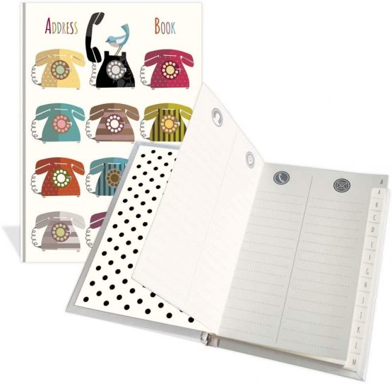 Luxury Pocket Address Book - Tweeter & Telephones Design- 104 Pages - Size 91mm x 130mm