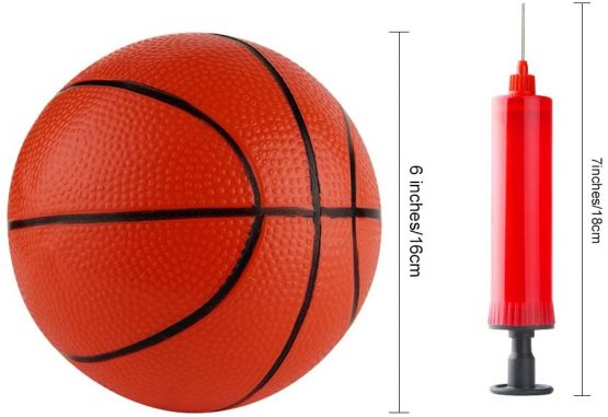 FEPITO 5 Pcs 16cm Mini Basketball Inflation Mini Ball Toys with Pump and Basketball Needles for Kids - Image 2