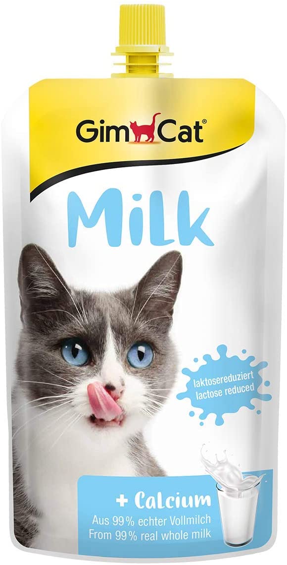 GimCat Milk - Cat milk made from real, lactose-reduced whole milk with calcium for healthy bones - 1 bag (1 x 200 g)