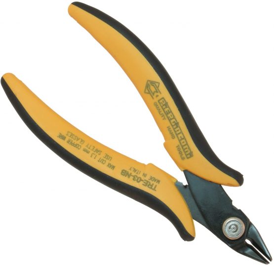 PIERGIACOMI TRE03NB Micro Soft Cutter with an 8 mm Long jaw Set at a 21-Degree Angle for Flush-Cutting Terminal Wires up to 1.3 mm (16AWG)