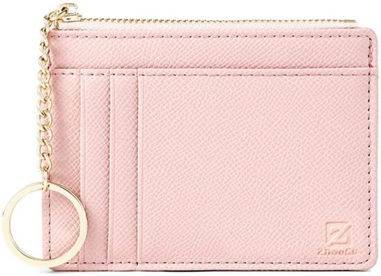 Coin Purse for Women, ZhaoCo PU Leather Zipper Womens Wallet Small Change Wallet Card Purse Cash Holder Organizer Coin Purse for Ladies Girls - Pink