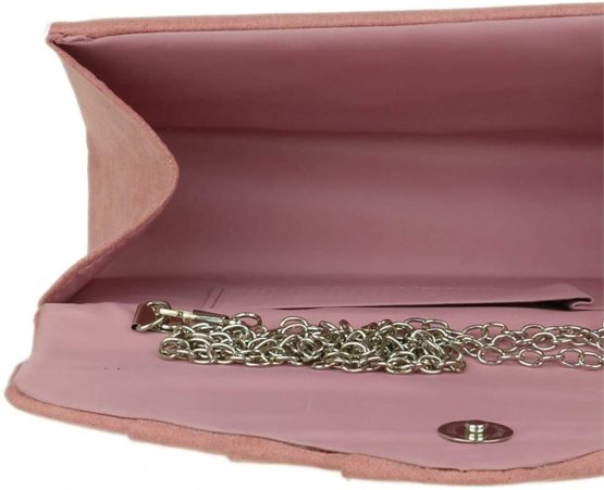 Girly HandBags Faux Suede Clutch Bag Pleated Design Evening Party Womens - Image 4