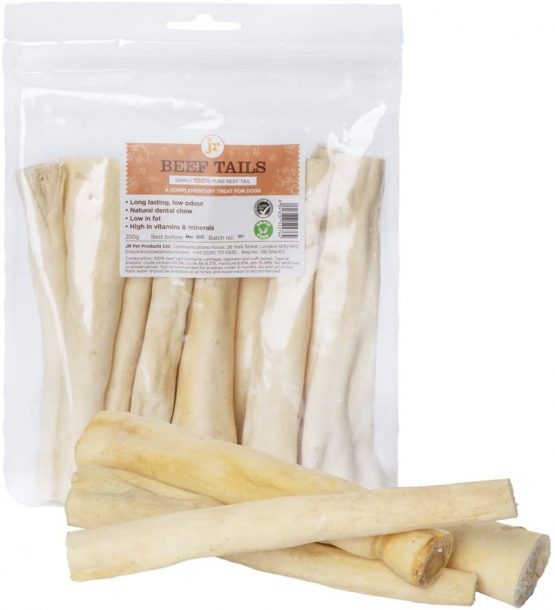 JR Pet Products 250g 6" Beef Bull Cow Tails Dog Treat Dental Chew Low Odour Like Pizzle