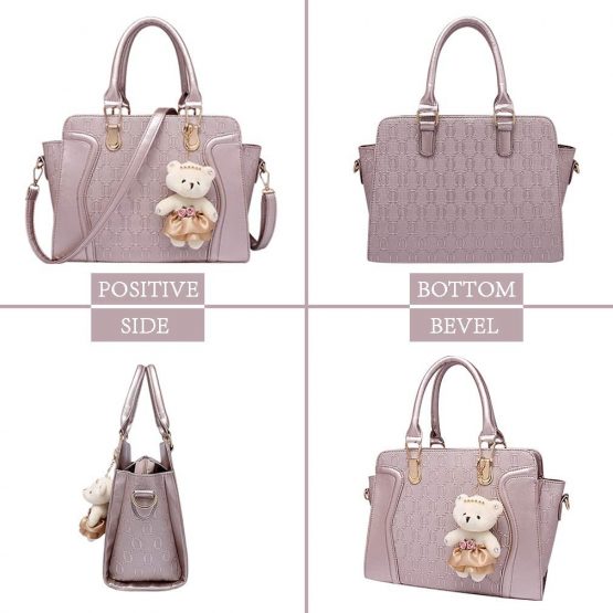 Pahajim Womens Handbag and Purse Set PU Leather Top Handle Satchel Tote Crossbody Messenger Bag Ladies Shoulder Bags for Shopping Travel Gift Sets (Champagne) - Image 2