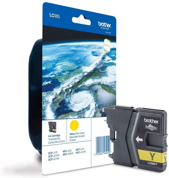Brother LC-985Y Inkjet Cartridge, Yellow, Single Pack, Standard Yield, Includes 1 x Inkjet Cartridge, Brother Genuine Supplies