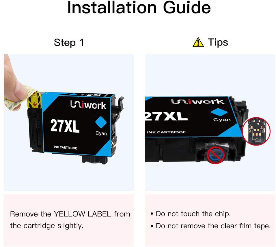Uniwork 27XL Multipack Printer Cartridges Compatible for Epson 27 XL Workforce WF-3620 WF-3640 WF-7110 WF-7210 WF-7610 WF-7620 WF-7710 WF-7715 WF-7720 (8-pack) - Image 4