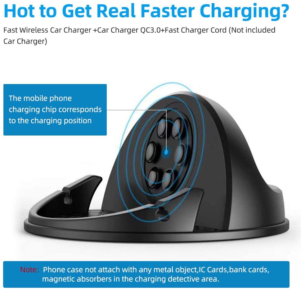 Beeasy 15W Wireless Car Charger Dashboard,Car Phone Holder Wireless Charger Non-Slip,Mobile Phone Fast Wireless Charger for iPhone 16 14 13 12 11 Pro Max XR X SE - Image 3