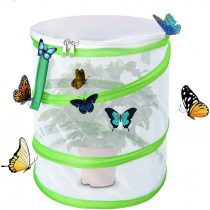 Yeelan Butterfly Habitat Collapsible Bug Catcher Net Mesh Insects Plant Cage Terrarium Pop-up for Kids/Child/Toddler Catching Crickets/Firefly/Ladybird/Fish (Cylindrical small mini,14x15cm)