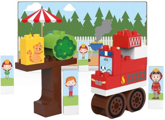BIOBUDDI BB-0127 FIRE TRUCK PLAY SET, 20 BLOCKS Building, Multi-Coloured