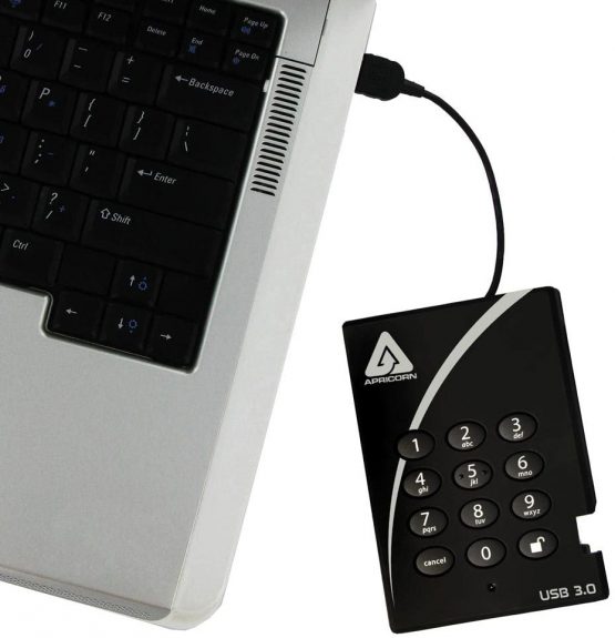 Apricorn Aegis Padlock 1TB USB 3.0 256-bit AES XTS Hardware Encrypted Portable External Hard Drive (A25-3PL256-500) - Image 3